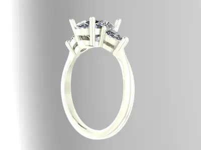 Diamond classic Ring to print 3 Sizes 3D print model 3D print model