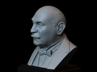 Hercule Poirot - David Suchet - portrait bust 3D print model
