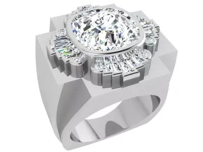 Cushion Cut Ring 3818 3D print model