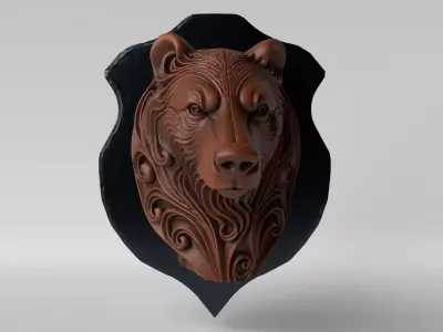 Bear Wall Bust  Decorative Sculpture 3D print model