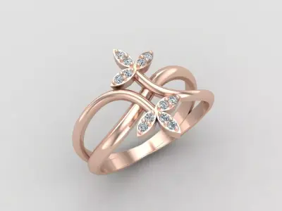 Minimal Flower diamond ring 149-MW 3D print model