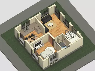 One bedroom classic House model  3D model