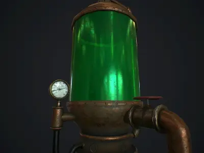 Steampunk boiler animated pbr Low-poly 3D model