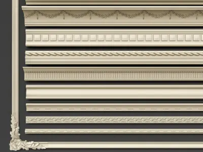 Classic  carvings moldings and gypsum cornice 00 3D model