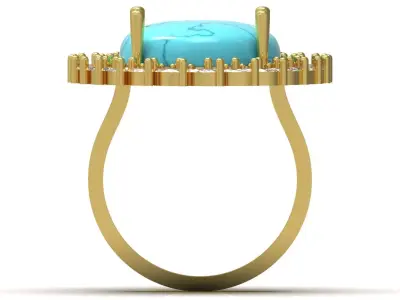 Luxury Turquoise Gemstone Ring Model jr00245 3D print model