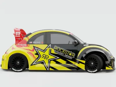 VW Beetle RSi 2003 Rally Livery Rigged 3D model