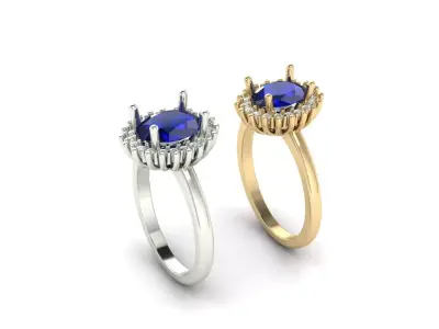 8x6 oval 9x7 oval cluster Engagement Ring 3D print model