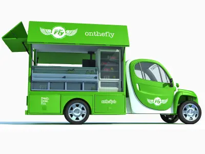 Green Fly Stand Food Truck 3D model