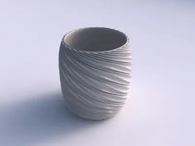 Bowl cylindrical with wavy extruded lines 3D print model