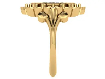 Marquise shaped halo ring with custom shank 3D print model