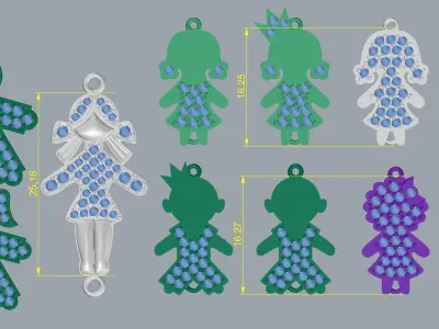 Set of elements for pendants and bracelets 3D print model