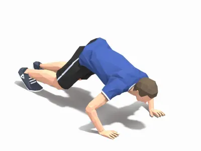 Hindu Pushups  Exercise Man Animation Low-poly 3D model