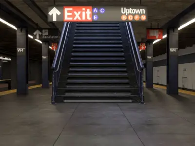 NYC Subway Station PBR 02 Low-poly 3D model