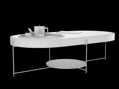 Modern coffe table with decor elements 3D model