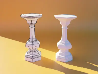 Dual 3D Pedestal Set Pristine and Damaged and bonus Low-poly 3D model