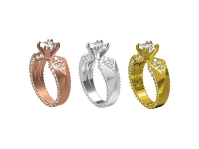 pyramid Cut wedding Ring -02 3D print model