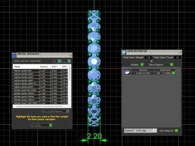 U Shaped Eternity Ring 2 point 2 mm stone size swiss 10 and EU50 3D print model
