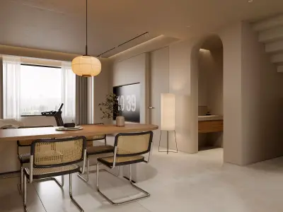 Modern living room dining room interior scenes 432 3D model