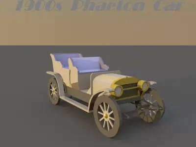 Small 1900s Passenger Car Free low-poly 3D model