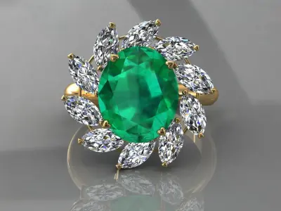 Flower ring 3D print model 5