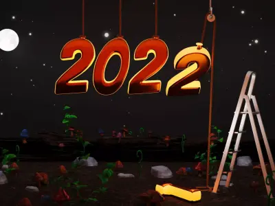 3d minimal new year 2022 model Free low-poly 3D model