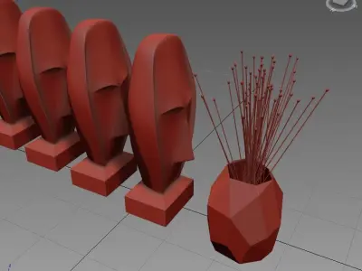 vase106 four different statues and vase 3D model