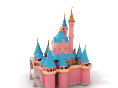 Fantasy Pink Castle model pack Low-poly 3D model