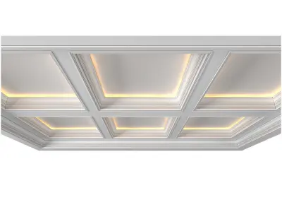 Modern coffered illuminated ceiling Art Deco style 3D model