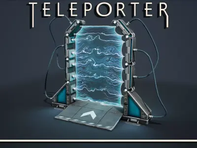 Teleporter futuristic device with lights Low-poly 3D model