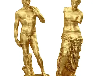 David Michelangelo and Venus Modern sculpture Low-poly 3D model