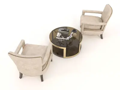 Modern Coffee Table and Armchair Set 24 3D model