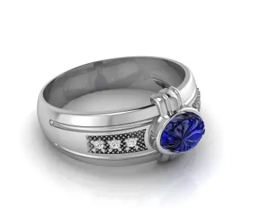 Ring M150 Mens luxury ring with gem 3D print model