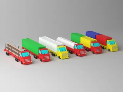 Cartoon Truck Package Low-poly 3D model
