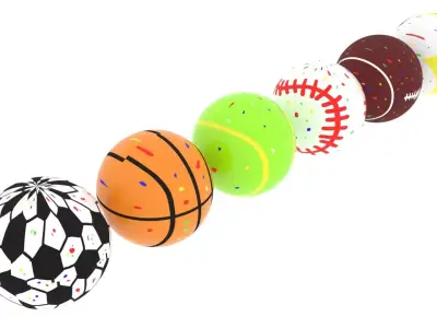 Sports Ball Jawbreaker Candies Set 3D model