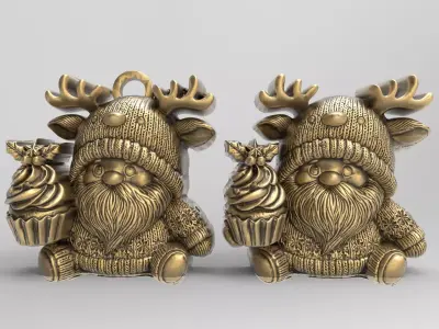 christmas gnome with deer hat 3D print model