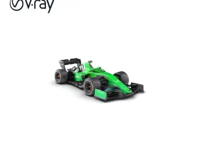 Formula  Car Model Pack with Vibrant Green and Black Design Low-poly 3D model