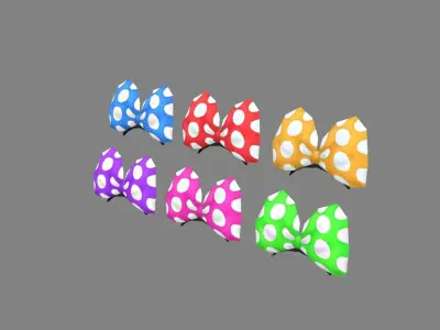 Six bow hair bands -  hairpins - head decoration Low-poly 3D model