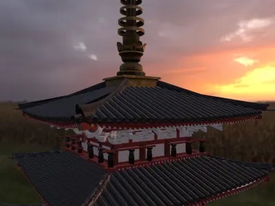 Japanese Pagoda  Low-poly 3D model