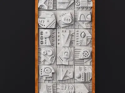 Panel Big decorative cube Hieroglyphs  n5 3D model