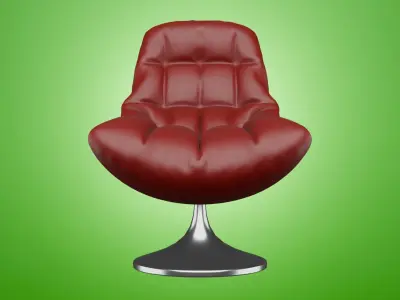 Leather Armchair and Metalic Twisted Base Style 3D model