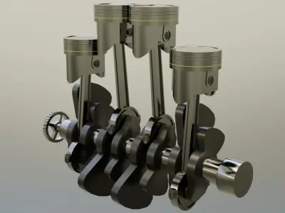 Combustion Engine Low-poly 3D model