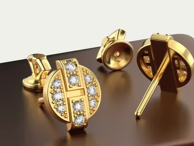 Earrings Himalia Diamonds White Gold Stud  3D print model