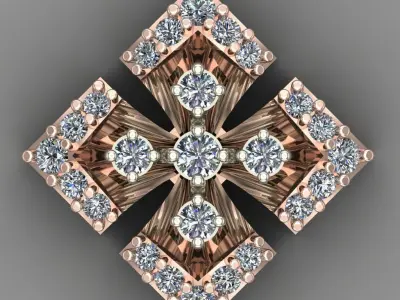 Rose Gold Diamond Women Earring 3D print Collection 3D Model Pack