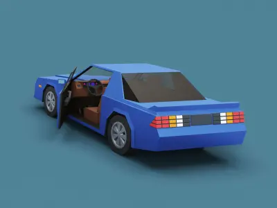 Stylized Cartoon Coupe Car 80s   Low-poly 3D model