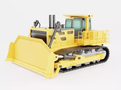 Motor grader of yellow color  on white background Low-poly 3D model