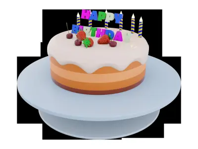 3d birthday cake icon 3D model