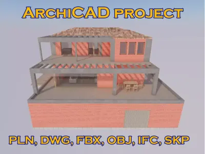 2 STORY HOUSE WITH BASEMENT for Archicad  dwg obj fbx ifc skp 3D model