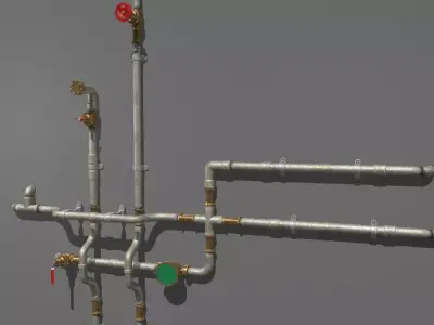 Metal Water Pipes Low-poly 3D model
