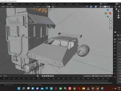 Cyberpunk Hover Car Game-Ready Low-poly 3D model Low-poly 3D model