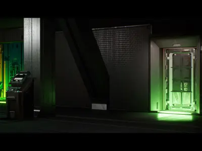 Sci-Fi Animated Door Set UE Low-poly 3D model